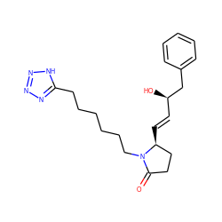 O=C1CC[C@H](/C=C/[C@@H](O)Cc2ccccc2)N1CCCCCCc1nnn[nH]1 ZINC000013488403