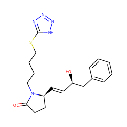 O=C1CC[C@H](/C=C/[C@@H](O)Cc2ccccc2)N1CCCCSc1nnn[nH]1 ZINC000013488399