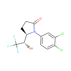 O=C1CC[C@H]([C@H](O)C(F)(F)F)N1c1ccc(Cl)c(Cl)c1 ZINC000115764100