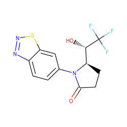 O=C1CC[C@H]([C@H](O)C(F)(F)F)N1c1ccc2nnsc2c1 ZINC000115764489