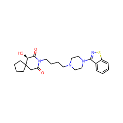 O=C1CC2(CCCC2)[C@@H](O)C(=O)N1CCCCN1CCN(c2nsc3ccccc23)CC1 ZINC000001545114