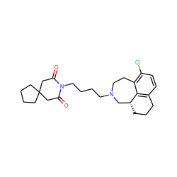 O=C1CC2(CCCC2)CC(=O)N1CCCCN1CCc2c(Cl)ccc3c2[C@H](CCC3)C1 ZINC000027721137