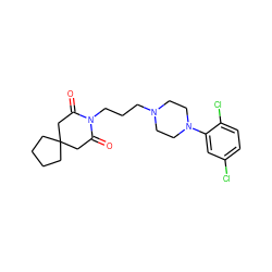 O=C1CC2(CCCC2)CC(=O)N1CCCN1CCN(c2cc(Cl)ccc2Cl)CC1 ZINC000013560142