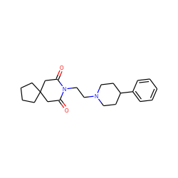 O=C1CC2(CCCC2)CC(=O)N1CCN1CCC(c2ccccc2)CC1 ZINC000013560161