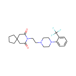 O=C1CC2(CCCC2)CC(=O)N1CCN1CCN(c2ccccc2C(F)(F)F)CC1 ZINC000013560125