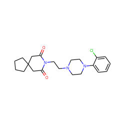 O=C1CC2(CCCC2)CC(=O)N1CCN1CCN(c2ccccc2Cl)CC1 ZINC000013560110