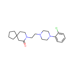 O=C1CC2(CCCC2)CCN1CCN1CCN(c2ccccc2Cl)CC1 ZINC000013560180