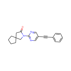 O=C1CC2(CCCC2)CN1c1ncc(C#Cc2ccccc2)cn1 ZINC000144973186