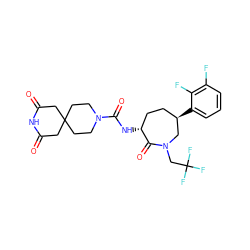 O=C1CC2(CCN(C(=O)N[C@@H]3CC[C@@H](c4cccc(F)c4F)CN(CC(F)(F)F)C3=O)CC2)CC(=O)N1 ZINC000049694526