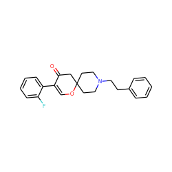 O=C1CC2(CCN(CCc3ccccc3)CC2)OC=C1c1ccccc1F ZINC000026376257