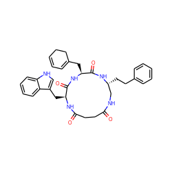 O=C1CCC(=O)N[C@@H](Cc2c[nH]c3ccccc23)C(=O)N[C@@H](CC2=CC=CCC2)C(=O)N[C@H](CCc2ccccc2)CN1 ZINC000027087194