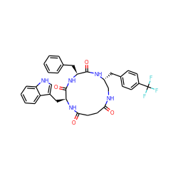 O=C1CCC(=O)N[C@@H](Cc2c[nH]c3ccccc23)C(=O)N[C@@H](Cc2ccccc2)C(=O)N[C@H](Cc2ccc(C(F)(F)F)cc2)CN1 ZINC000027327369