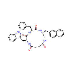 O=C1CCC(=O)N[C@@H](Cc2c[nH]c3ccccc23)C(=O)N[C@@H](Cc2ccccc2)C(=O)N[C@H](Cc2ccc3ccccc3c2)CN1 ZINC000027087558