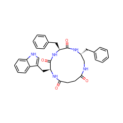 O=C1CCC(=O)N[C@@H](Cc2c[nH]c3ccccc23)C(=O)N[C@@H](Cc2ccccc2)C(=O)N[C@H](Cc2ccccc2)CN1 ZINC000026738747