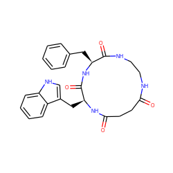 O=C1CCC(=O)N[C@@H](Cc2c[nH]c3ccccc23)C(=O)N[C@@H](Cc2ccccc2)C(=O)NCCN1 ZINC000013475220