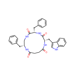 O=C1CCC(=O)N[C@H](Cc2ccccc2)CNC(=O)[C@H](Cc2ccccc2)NC(=O)[C@H](Cc2c[nH]c3ccccc23)N1 ZINC000027326081