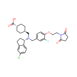 O=C1CCC(=O)N1CCOc1ccc(CN(C[C@H]2CC[C@H](C(=O)O)CC2)[C@H]2CCc3cc(Cl)ccc32)cc1F ZINC000473243795