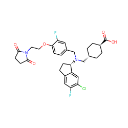 O=C1CCC(=O)N1CCOc1ccc(CN(C[C@H]2CC[C@H](C(=O)O)CC2)[C@H]2CCc3cc(F)c(Cl)cc32)cc1F ZINC000473244391