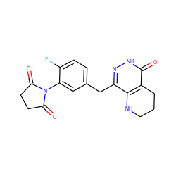 O=C1CCC(=O)N1c1cc(Cc2n[nH]c(=O)c3c2NCCC3)ccc1F ZINC000084689759