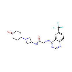 O=C1CCC(N2CC(NC(=O)CNc3ncnc4ccc(C(F)(F)F)cc34)C2)CC1 ZINC000149226449