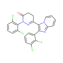 O=C1CCC(c2c(-c3cccc(Cl)c3Cl)nc3ccccn23)=NN1c1c(Cl)cccc1Cl ZINC000013493040