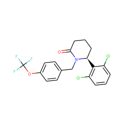 O=C1CCC[C@@H](c2c(Cl)cccc2Cl)N1Cc1ccc(OC(F)(F)F)cc1 ZINC000166894293