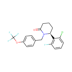 O=C1CCC[C@@H](c2c(F)cccc2Cl)N1Cc1ccc(OC(F)(F)F)cc1 ZINC000167358262