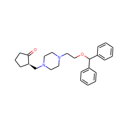 O=C1CCC[C@@H]1CN1CCN(CCOC(c2ccccc2)c2ccccc2)CC1 ZINC000022927449