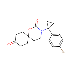 O=C1CCC2(CC1)CCN(C1(c3ccc(Br)cc3)CC1)C(=O)O2 ZINC000145943219