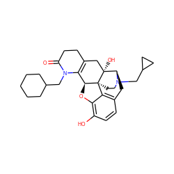 O=C1CCC2=C([C@@H]3Oc4c(O)ccc5c4[C@@]34CCN(CC3CC3)[C@H](C5)[C@]4(O)C2)N1CC1CCCCC1 ZINC000299839055