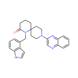 O=C1CCCC2(CCN(c3cnc4ccccc4n3)CC2)N1Cc1cccc2[nH]ccc12 ZINC000096173076