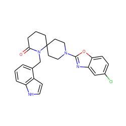 O=C1CCCC2(CCN(c3nc4cc(Cl)ccc4o3)CC2)N1Cc1cccc2[nH]ccc12 ZINC000096173174