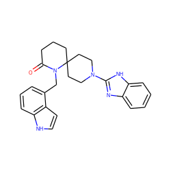 O=C1CCCC2(CCN(c3nc4ccccc4[nH]3)CC2)N1Cc1cccc2[nH]ccc12 ZINC000096173176