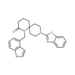 O=C1CCCC2(CCN(c3nc4ccccc4o3)CC2)N1Cc1cccc2[nH]ccc12 ZINC000096173080