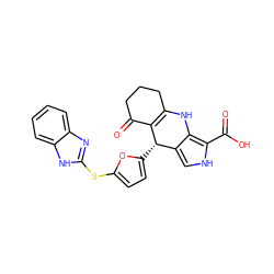 O=C1CCCC2=C1[C@@H](c1ccc(Sc3nc4ccccc4[nH]3)o1)c1c[nH]c(C(=O)O)c1N2 ZINC000118721991