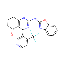 O=C1CCCC2=C1[C@@H](c1cnccc1C(F)(F)F)N=C(Nc1nc3ccccc3o1)N2 ZINC000139362802