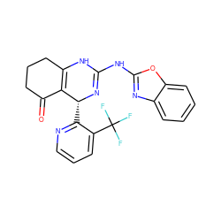 O=C1CCCC2=C1[C@@H](c1ncccc1C(F)(F)F)N=C(Nc1nc3ccccc3o1)N2 ZINC000139363021