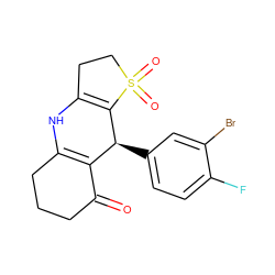 O=C1CCCC2=C1[C@H](c1ccc(F)c(Br)c1)C1=C(CCS1(=O)=O)N2 ZINC000103303543