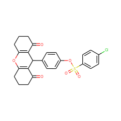 O=C1CCCC2=C1C(c1ccc(OS(=O)(=O)c3ccc(Cl)cc3)cc1)C1=C(CCCC1=O)O2 ZINC000002815526