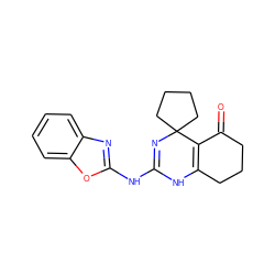 O=C1CCCC2=C1C1(CCCC1)N=C(Nc1nc3ccccc3o1)N2 ZINC000006498864