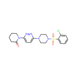 O=C1CCCCN1c1ccc(N2CCN(S(=O)(=O)c3ccccc3Cl)CC2)nn1 ZINC001772620751