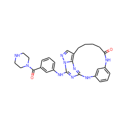 O=C1CCCCc2cnn3c(Nc4cccc(C(=O)N5CCNCC5)c4)nc(nc23)Nc2cccc(c2)N1 ZINC000029129199