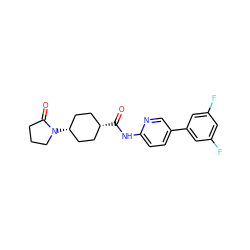 O=C1CCCN1[C@H]1CC[C@@H](C(=O)Nc2ccc(-c3cc(F)cc(F)c3)cn2)CC1 ZINC000103254486