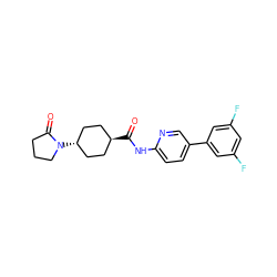 O=C1CCCN1[C@H]1CC[C@H](C(=O)Nc2ccc(-c3cc(F)cc(F)c3)cn2)CC1 ZINC000103254488