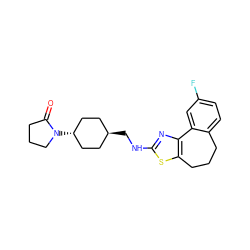 O=C1CCCN1[C@H]1CC[C@H](CNc2nc3c(s2)CCCc2ccc(F)cc2-3)CC1 ZINC000253654097