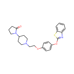 O=C1CCCN1C1CCN(CCOc2ccc(Oc3nc4ccccc4s3)cc2)CC1 ZINC000038359942