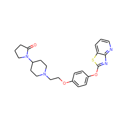 O=C1CCCN1C1CCN(CCOc2ccc(Oc3nc4ncccc4s3)cc2)CC1 ZINC000095563100