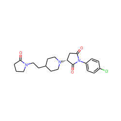 O=C1CCCN1CCC1CCN([C@@H]2CC(=O)N(c3ccc(Cl)cc3)C2=O)CC1 ZINC000004196497