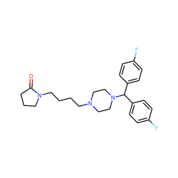 O=C1CCCN1CCCCN1CCN(C(c2ccc(F)cc2)c2ccc(F)cc2)CC1 ZINC000299854099