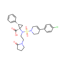 O=C1CCCN1CCN([C@]1(C(=O)O)C[C@H]1c1ccccc1)S(=O)(=O)N1CC=C(c2ccc(Cl)cc2)CC1 ZINC000044431629